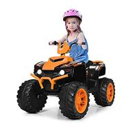 GOPLUS ATV Quad Eléctrico 12V para Niño de 3 a 7 Años, Moto Electrica Infantil con LED Música USB Bluetooth, Vehículo Eléctrico con Arranque Lento, Velocidad 2,8-5 km/h, Carga Máxima 35 KG (Naranja)