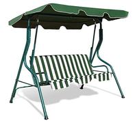 GOPLUS - Balancín de jardín de 3 plazas, Columpio de Exterior con toldo, reclinación Ajustable, Cojines de Asiento y Respaldo, de poliéster y Acero, 163 x 119 x 154 cm, Color Verde
