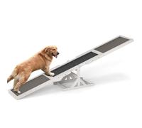 GOPLUS Balancín de Madera de Abeto para Perros, Equipo de Entrenamiento de Equilibrio para Mascotas con Tableros de Fieltro de Asfalto Arenoso Antideslizante, Ejercicio para Agilidad (Blanco)
