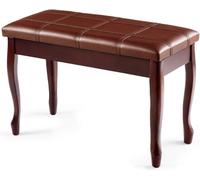 GOPLUS Banco para Piano Doble de Madera con Asiento Acolchado, Taburete de Piano de 2 Plazas con Compartimento de Almacenaje, 75x35x49cm, Carga Máxima 180KG
