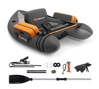 GOPLUS Barca Hinchable para Pesca, Barco Inflable con Portacaña, Remo de Aluminio, Bomba sin Motor,Respaldo Ajustable， Bote Hinchable para Adults, Carga 150 kg