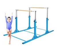 GOPLUS Barra de Gimnasia Artística para Niños de 6 a 12 Años, Paralelas Gimnasia Artistica con Altura Ajustable y 11 Niveles de Altura, Capacidad hasta 120 KG (Azul)