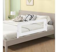 GOPLUS Barrera Seguridad Niños Cama, Barandilla Cama Plegable para Bebés para Cama Infantil, Camas Gemelas, Barrera Cama para Niños con Espuma Suave y Mecanismo Abatible (Blanco,120 x 39 x 42,5 CM)