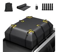 GOPLUS Baúl de techo para coche de 600 L, impermeable, para coche con/sin portaequipajes, con alfombrilla antideslizante y 6 ganchos para puerta, caja de almacenamiento para viajes y transporte de
