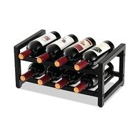 GOPLUS Botellero de 2 niveles para 8 botellas, soporte para botellas de vino, de metal, para cocina y bar, 42,5 x 24,5 x 20,5 cm