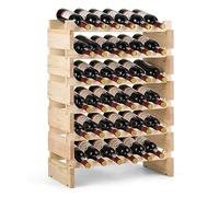 GOPLUS Botellero de Vino para 36 Botellas con 6 Niveles | Estantería Inclinada Apilable para Cocina, Bar, Bodega y Hogar, Gran Espacio, 63x28x85 cm, Natural