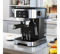 GOPLUS Cafetera Espresso y Cappuccino 1200 W, Cafetera Moderna 20 Bar con Pantalla Táctil, Espumador de Leche, Depósito de 1,82 L, Sensor NTC, Prensa Tamper y Mango para Filtro, para Hogar y Oficina