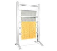 GOPLUS Calentador de Toallas Eléctrico 2 en 1 con 6 Barras Calefactoras, Secador Toallas 100W, Radiador de Toallero de Aluminio para Montaje en Pared o de Pie, Calienta Toallas Baño Pijamas Albornoz