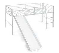 GOPLUS Cama Infantil, litera con Escalera y tobogán extraíble, 198 x 96 x 109 cm, Carga máxima 150 kg, Valla de Seguridad, Espacio de Almacenamiento Amplio bajo Cama (Blanco)