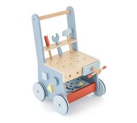 GOPLUS Caminador de Madera 2 en 1, Caminador para Niños con Juguetes de Herramientas, Centro de Actividades para Bebés con Almacenamiento, Banco de Trabajo Montessori, Caminador para Niños de 3+ Años