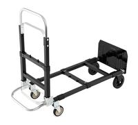 GOPLUS Carretilla 2 en 1, Carretilla Plegable Robusta con Asa Retráctil, Longitud Ajustable, Carro con Ruedas para Mudanzas, Transporte, Almacén, Mercancías, Capacidad de Carga 272 kg
