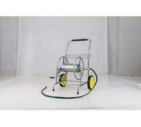 GOPLUS Carro de Carrete de Manguera de Jardín, Organizador de Mangueras de Agua con Ruedas, Marco de Metal, Cesta de Almacenamiento, Carro Portamangueras Portátil de Exterior para Patio (Plata)