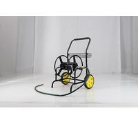 GOPLUS Carro de Carrete de Manguera de Jardín, Organizador de Mangueras de Agua con Ruedas, Marco de Metal, Cesta de Almacenamiento, Carro Portamangueras Portátil de Exterior para Patio (Negro)