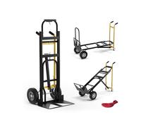 GOPLUS Carro De Metal Portátil 3 En 1 De Alta Resistencia con Ruedas De Goma Universales, Capacidad De 450 Kg, Carro Industrial Plegable para Transporte Y Mudanza En Almacén (Negro + Amarillo)