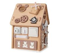 GOPLUS Casa de juego de madera para niños, juguete de casa con accesorios ricos y espacio de almacenamiento, casa de actividad educativa, para la movilidad fina, regalo para niños de 3 años