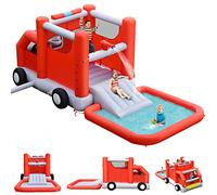 GOPLUS Castillo Hinchable, Inchable Infantil Interior Exterior, Cosido de Material Extra Rueso, Ninos Adecuado de 3 a 10 Años, con Piscina y Trampolín Hinchable, 268 x 564 x 212 cm