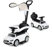 GOPLUS Coche de Empuje 3 en 1 para Niños, Coche de Paseo Mercedes-Benz Licenciado con Capota Ajustable y Almacenamiento Bajo el Asiento, Coche Deslizante con Sonidos para Niños de 18-36 Meses (Blanco)