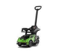 GOPLUS Coche de Paseo Lamborghini 3 en 1 (Licenciado), Cochecito Infantil con Asa de Empuje, Barandilla con Reposabrazos, Almacén Bajo el Asiento, Bocina y Reposapiés Extensible (Verde)