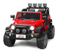 GOPLUS Coche Eléctrico 12V para Niño de 3-8 Años, Buggy Todoterreno Infantil con Control Remoto 2,4GHz, Luz LED Música, 4-6 km/h, Carga Máx 100KG, Suspensión de Amortiguación, Arranque Lento, Rojo