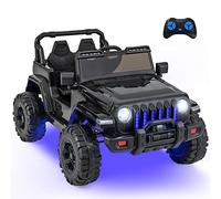 GOPLUS Coche Eléctrico 12V para Niño de 3+ Años, Buggy Todoterreno Infantil con Mando a Distancia, Luz Música Bocina, 3-8 km/h, Carga Máx 35KG, Velocidad Ajustable 2.6-6 km/h (Negro)