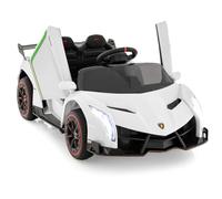 GOPLUS Coche Eléctrico Infantil 12V, Coche Infantil Lamborghini 1 Plaza, Mando a Distancia 2.4G, Puertos AUX y USB, Multimedia, para Niños de 3 a 8 Años, Carga 30KG (Blanco)