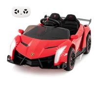GOPLUS Coche Eléctrico Infantil 12V, Coche Infantil Lamborghini 1 Plaza, Mando a Distancia 2.4G, Puertos AUX y USB, Multimedia, para Niños de 3 a 8 Años, Carga 30KG (Rojo)