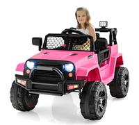 GOPLUS Coche eléctrico infantil de 12 V, con mando a distancia de 2,4 G, con USB, música y MP3, con faro LED y bocina, 2,5-4,5 km/h, para niños a partir de 3 años (rosa)