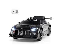 GOPLUS Coche Eléctrico para Niños, Coche de Paseo a Batería Infantil con Control Remoto, Música, Bocina, Luces LED, Cinturón de Seguridad Ajustable, Arranque Lento, 3+ Años (Negro)