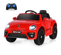 GOPLUS Coche Eléctrico Volkswagen con Mando a Distancia de 2,4 G, Coche de Batería de 12 V con Control Remoto Música Claxon, Vehículo Eléctrico con Velocidad de 5km/h, para Niños de 3-8 Años (Rojo)