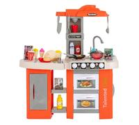 GOPLUS Cocina de Juguete para Niños con 38 Accesorios, Cocinita Infantil con Sonidos y Luces Realistas, Estufa con Spray y Vapor, Mini Set de Juguete, Regalo para Niños de 3+ Años (Naranja)