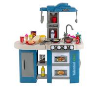 GOPLUS Cocina de Juguete para Niños con 38 Accesorios, Cocinita Infantil con Sonidos y Luces Realistas, Estufa con Spray y Vapor, Mini Set de Juguete, Regalo para Niños de 3+ Años (Azul)