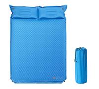 GOPLUS Colchoneta Camping Autoinflable para 2 Personas, Esterilla Hinchable Ligera con 2 Almohadas Inflables y Bolsa Portátil, Colchón de PVC Impermeable 187x131cm para Senderismo Viajes (Azul)