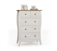 GOPLUS Cómoda Dormitorio con 5 Cajones de Tela Plegables, Cajonera de Almacenamiento con Doble asa y Kit Antivuelco, Sinfonier para Salón Oficina Entrada, Gris