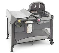 GOPLUS Cuna de viaje 5 en 1 con cambiador, colchón grueso, cama de viaje plegable para bebé con paredes laterales ventiladas, bolsa de transporte, cuna con dosel, parque para bebés de 0 a 36 m (gris)