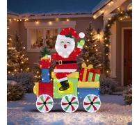 GOPLUS Decoración de Navidad Luminosa con 133 Luces LED, Decoración Navideña Exterior con Papá Noel en Tren, Marco Metálico, 9 Ataduras y 5 Estacas, para Casa, Jardín, Porche, 96 x 34 x 120 cm