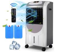 GOPLUS Enfriador de Aire Móvil 5 en 1, Refrigeración, Calefacción, Humidificación, Purificación, Ventilación, Climatizador Evaporativo, Depósito 7L, 75W, 3 Velocidad, Temporizador, Mando a Distancia