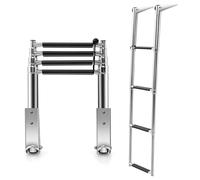 GOPLUS - Escalera de barco con 4 pasos telescópicos de acero inoxidable, plataforma de natación con escaleras, escalera extensible plegable para pontón, barco, yate Charge 227KG, UK21125FR