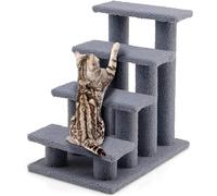 GOPLUS Escalera para Gatos y Perros de 4 Pisos con Poste rascador y Centro de Actividades para Mascotas trepadoras, 60,5 x 41 x 60,5CM (Gris)