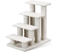GOPLUS Escalera para Gatos y Perros de 4 Pisos con Poste rascador y Centro de Actividades para Mascotas trepadoras, 60,5 x 41 x 60,5CM (Blanco)