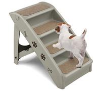 GOPLUS Escalera Plegable para Mascotas con 4 Peldaños, Escalera para Perros de Plástico, Rampa para Mascotas Portátil con Superficie Antideslizante, para Cama Sofá Coche, Carga Máxima 60KG, Gris