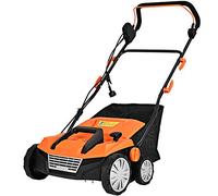 GOPLUS Escarificador Eléctrico 2 en 1, con Bolsa de Recogida de 30L/45L, Aireador de Césped con Altura Ajustable en 4 Niveles, 2 Cuchillas Extraíbles y Asa Plegable (45L,Naranja)