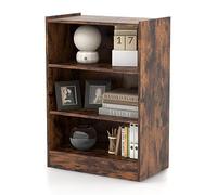 GOPLUS Estantería de 3 Niveles, Mueble de Almacenamiento con 2 Estantes Ajustables de 18 Posiciones de 3,3 cm, Estante de Esquina de Madera para Ahorrar Espacio, 50 x 30 x 75 cm (Marrón)