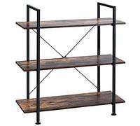 GOPLUS - Estantería de almacenamiento de estilo industrial de 3 niveles con marco de metal, dispositivo antivuelco, biblioteca versátil sobre pie, organizador de almacenamiento para sala de estar,
