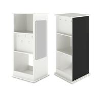 GOPLUS Estantería Giratoria 360° Infantil, Librería de 3 Niveles de Madera para Niños con Pizarra, Espejo, 8 Ganchos y Compartimentos Abiertos, Estante de Libros, Juguetes para Habitación Infantil