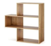 GOPLUS Estanterías de Libros 3 Niveles con Dispositivo Antivuelco, Librería Geométrica con 3 Compartimentos Abiertos, 84 x 29,5 x 83,5 cm, Organizador para Dormitorio, Sala de Estar (Convexo)