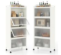 GOPLUS Estantes de Almacenamiento de 5 Niveles, Soporte de Microondas con Ruedas Giratorias de 360°, Estantería de Cocina con Doble Dispositivo Antivuelco, 60 x 32 x 154 cm