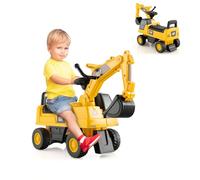 GOPLUS - Excavador para niños con brazo de ángulo ajustable, pala con bocina simulada, juguete de tractopala con espacio de almacenamiento, adecuado para niños de 1 a 3 años, amarillo + negro