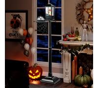 GOPLUS Farol de Halloween, Lámpara de Halloween, Decoración para Interior, con Fantasma Calabaza, Telaraña, Efectos de Nieve, 6 Colores de Iluminación LED, Música, Diseño Desmontable