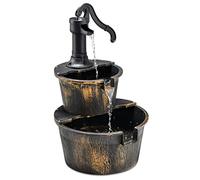 GOPLUS Fuente Jardín Exterior, Fuente Decorativa de 2 Niveles con Bomba Ajustable, Fuente en Cascada de PP, Decoración para Jardín, Terraza, Patio, 45,5 x 41 x 68 cm