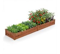 GOPLUS Huerto Urbano de Jardín Elevado de Madera, Jardineras Exterior Grandes de Madera para Verduras, Flores, Hierbas y Frutas, Cama Elevada de Jardín para Patio Trasero, 240 x 60 x 25 cm (Marrón)
